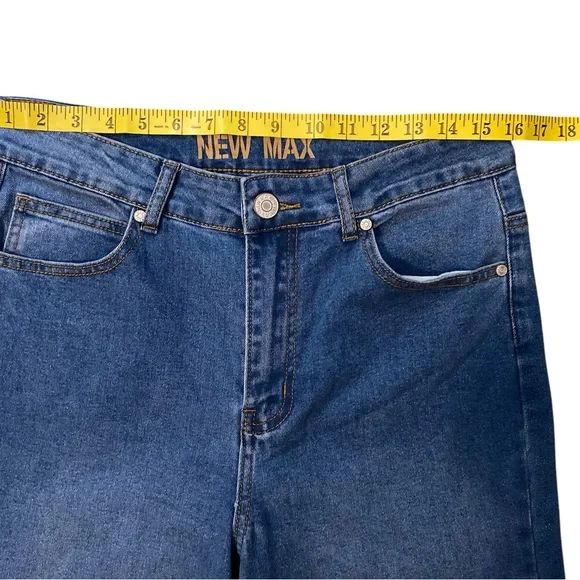 New Max Women’s Wide Leg Baggy Jeans Size 10 High Rise Cuffed Hem Blue Jeans 90s - Picture 5 of 15